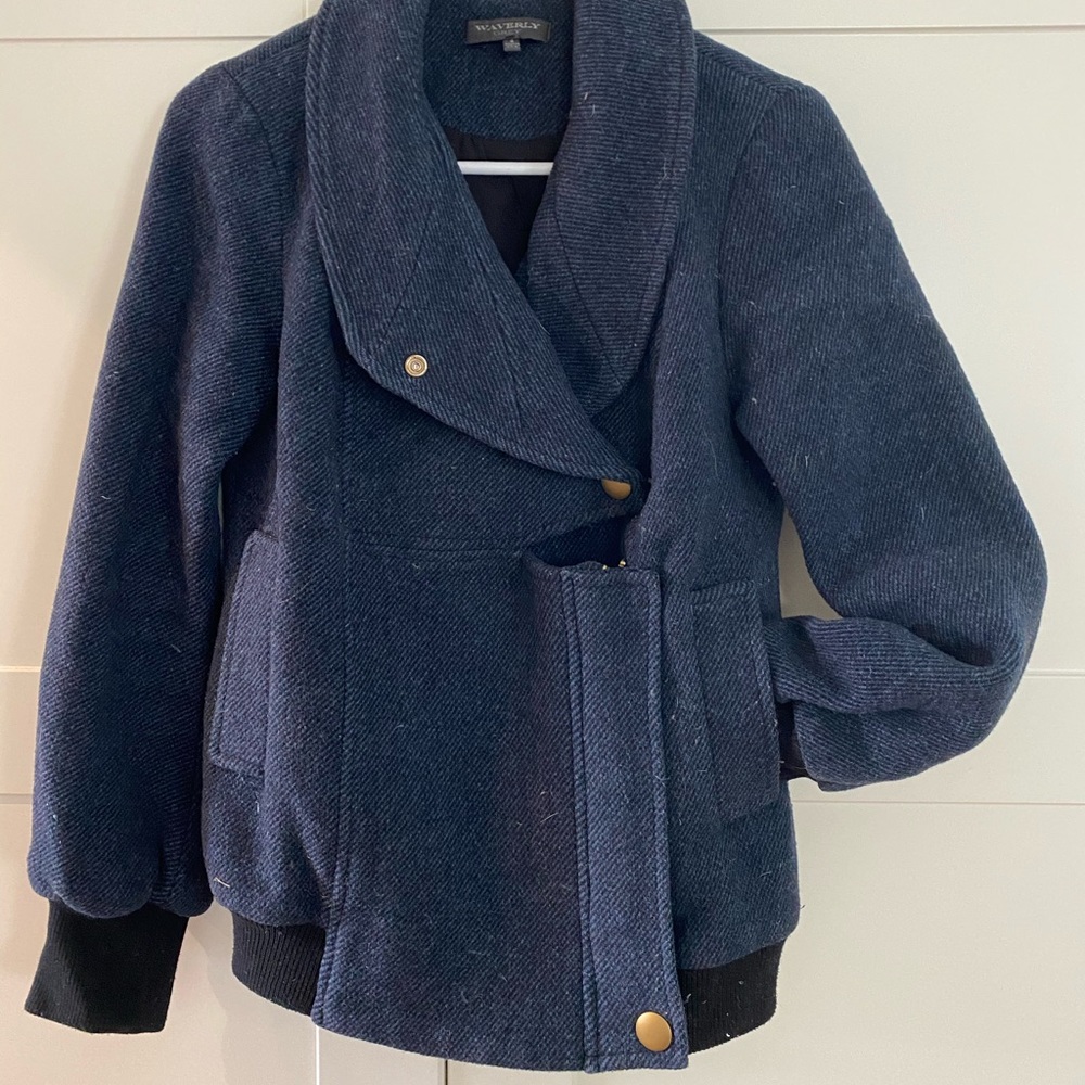 WAVERLY Boutique Blue Tweed Bomber